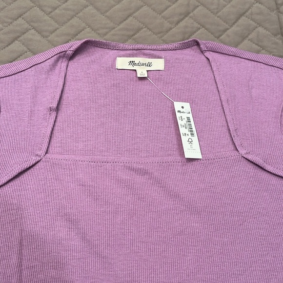 Madewell Lilac ANGLED-NECK LONG-SLEEVE TOP/NWT/Small - Picture 3 of 9